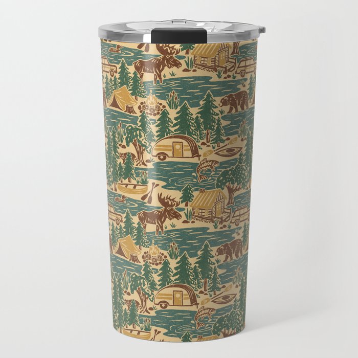 North Country Summer - spruce and gold Travel Mug Gallery Image 1