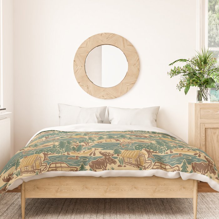 North Country Summer - spruce and gold Duvet Cover Gallery Image 3