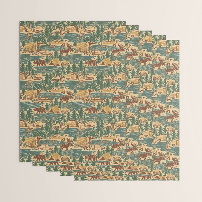 North Country Summer - spruce and gold Wrapping Paper Gallery Image 3