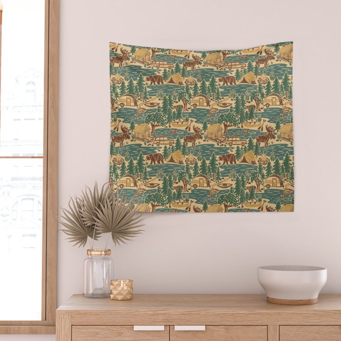 North Country Summer - spruce and gold Wall Tapestry Gallery Image 2