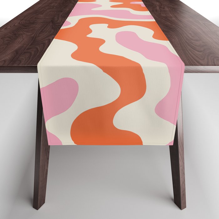 Pink and orange retro style liquid swirls Table Runner Gallery Image 1