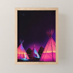 Teepees Glowing at Night Under the Stars Mini Art Print Gallery Image 1
