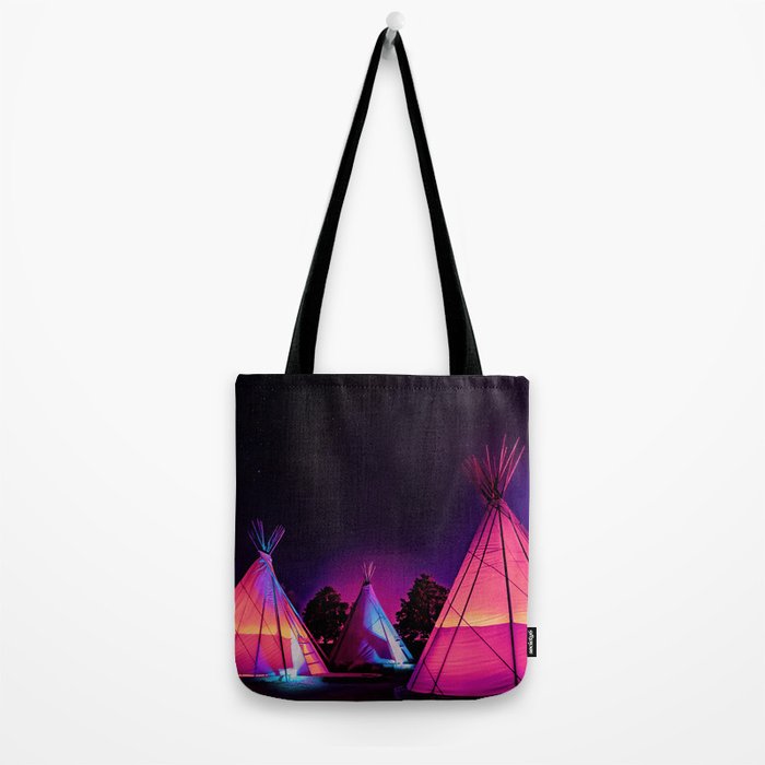 Teepees Glowing at Night Under the Stars Tote Bag Gallery Image 2