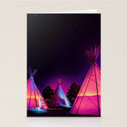 Teepees Glowing at Night Under the Stars Stationery Card Gallery Image 2