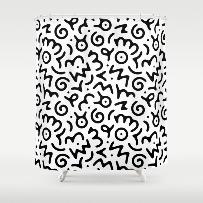 Abstract fun symbol doodle art pattern Shower Curtain Gallery Image 1