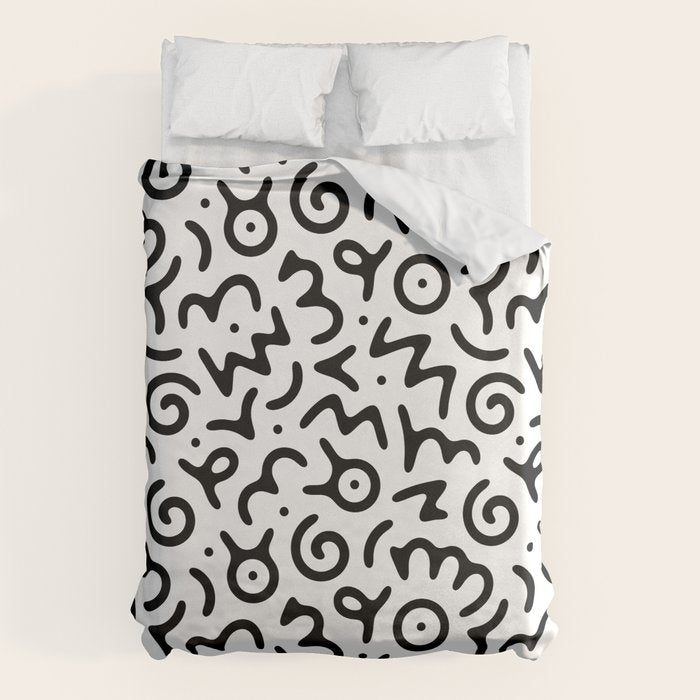 Abstract fun symbol doodle art pattern Duvet Cover Gallery Image 1