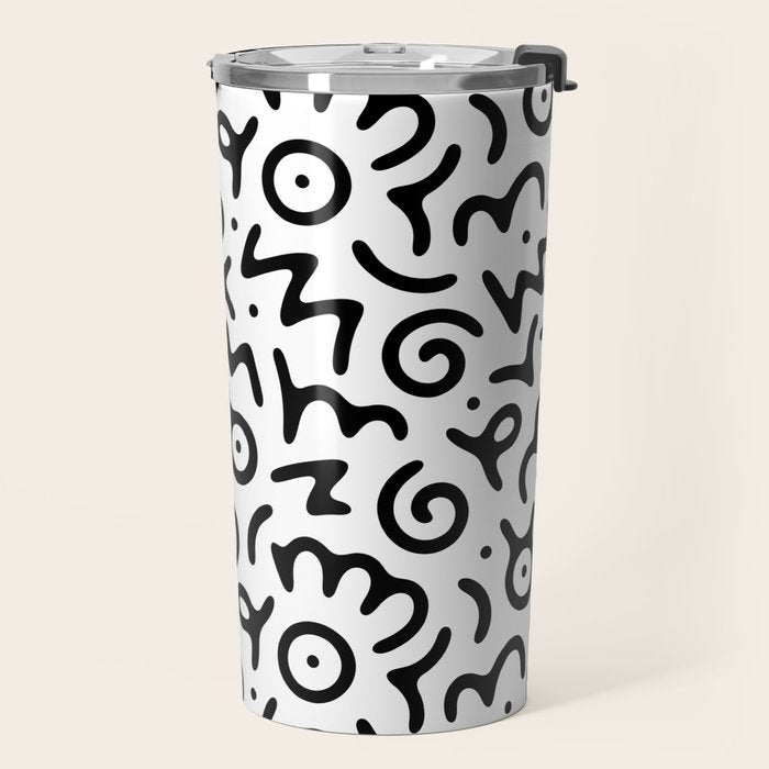 Abstract fun symbol doodle art pattern Travel Mug Gallery Image 2