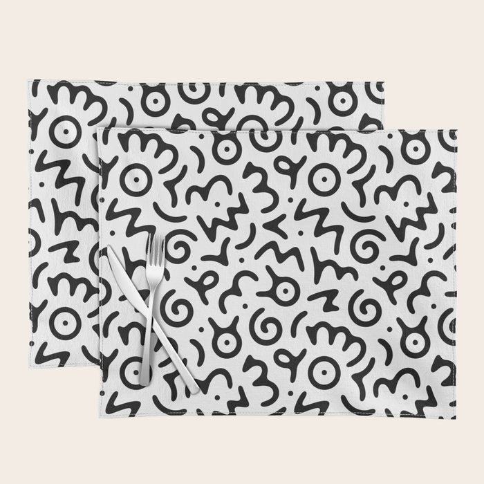 Abstract fun symbol doodle art pattern Placemat Gallery Image 1
