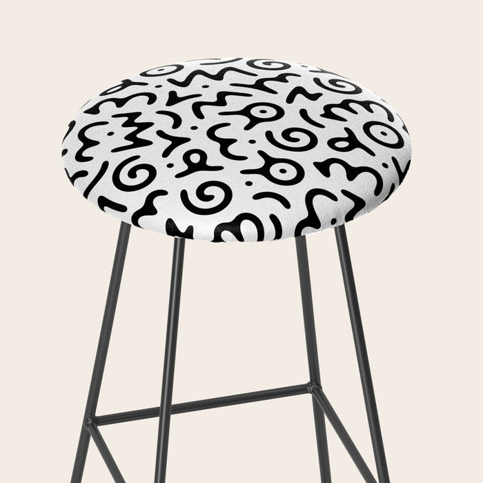 Abstract fun symbol doodle art pattern Stool Gallery Image 2