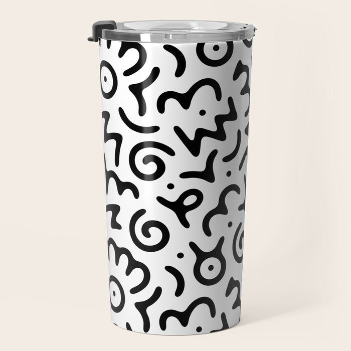 Abstract fun symbol doodle art pattern Travel Mug Gallery Image 3