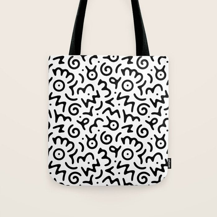 Abstract fun symbol doodle art pattern Tote Bag Gallery Image 1