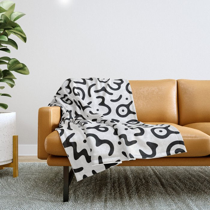 Abstract fun symbol doodle art pattern Throw Blanket Gallery Image 1