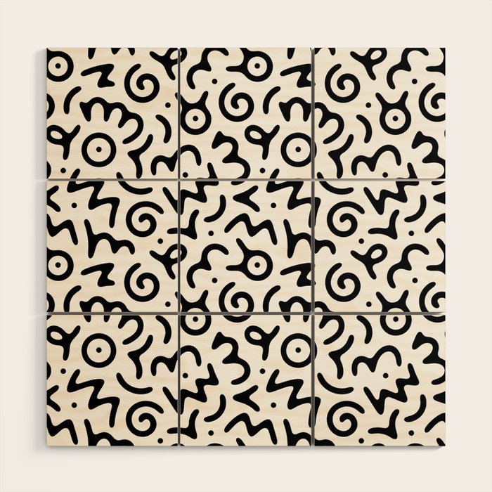 Abstract fun symbol doodle art pattern Wood Wall Art Gallery Image 1