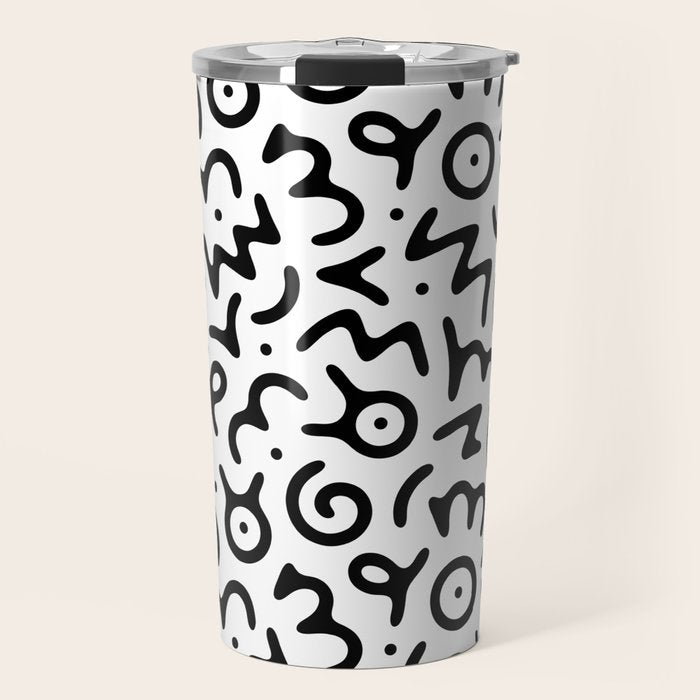 Abstract fun symbol doodle art pattern Travel Mug Gallery Image 1