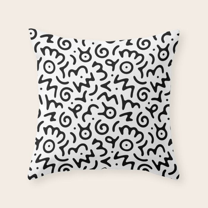 Abstract fun symbol doodle art pattern Throw Pillow Gallery Image 6