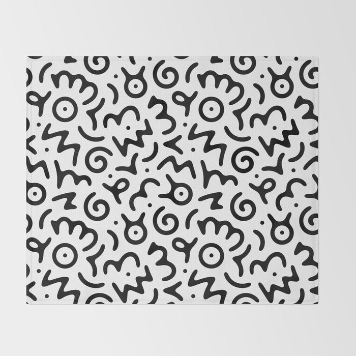 Abstract fun symbol doodle art pattern Throw Blanket Gallery Image 2