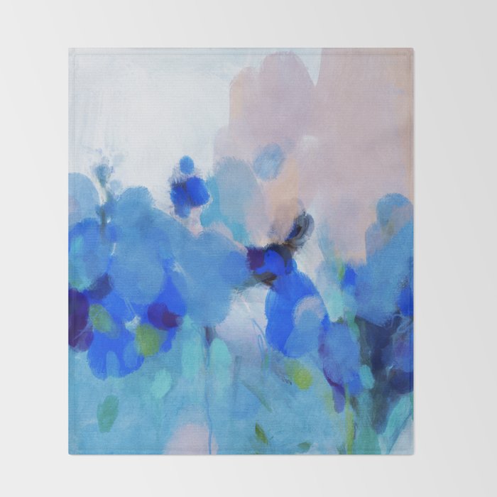 blue summer lilies garden Throw Blanket Gallery Image 2