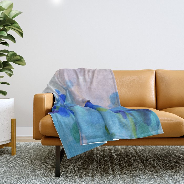 blue summer lilies garden Throw Blanket Gallery Image 1