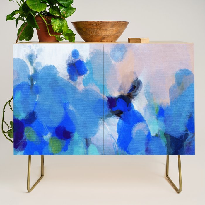 blue summer lilies garden Credenza Gallery Image 1
