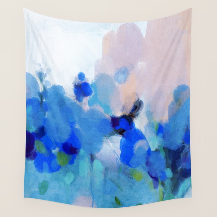 blue summer lilies garden Wall Tapestry Gallery Image 1