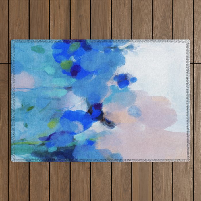 blue summer lilies garden Outdoor Rug Gallery Image 1
