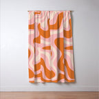 Liquid Swirl Retro Abstract Pattern in Pink Orange Cream Window Curtain Gallery Image 3