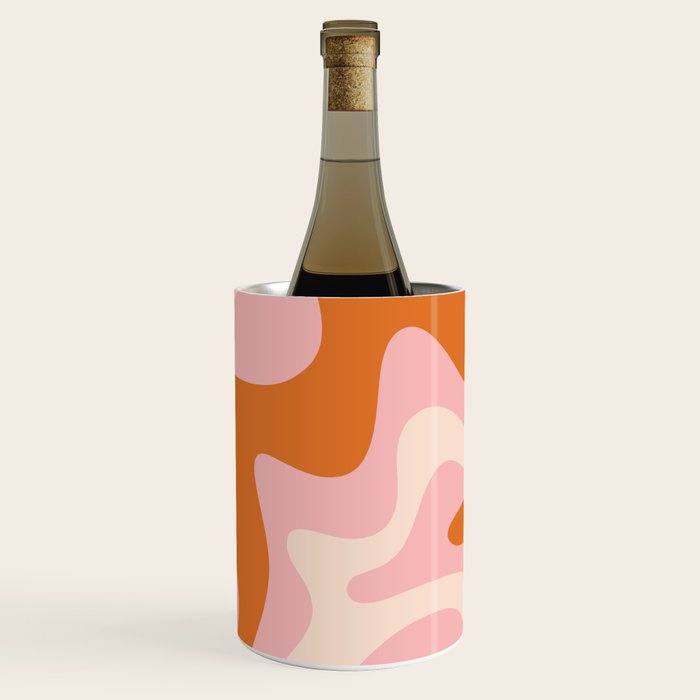 Liquid Swirl Retro Abstract Pattern in Pink Orange Cream Wine Chiller Gallery Image 1