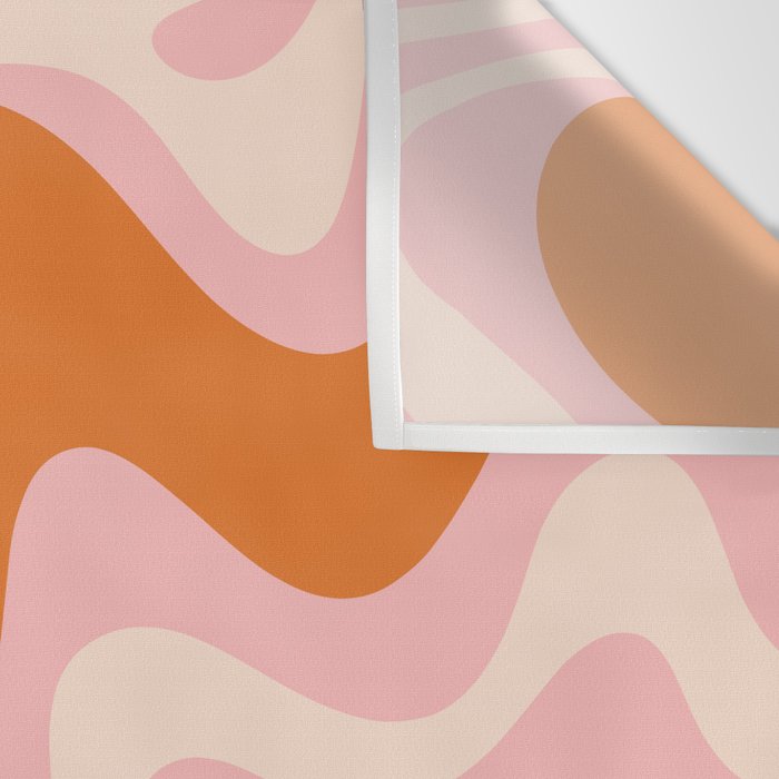 Liquid Swirl Retro Abstract Pattern in Pink Orange Cream Wall Tapestry Gallery Image 3