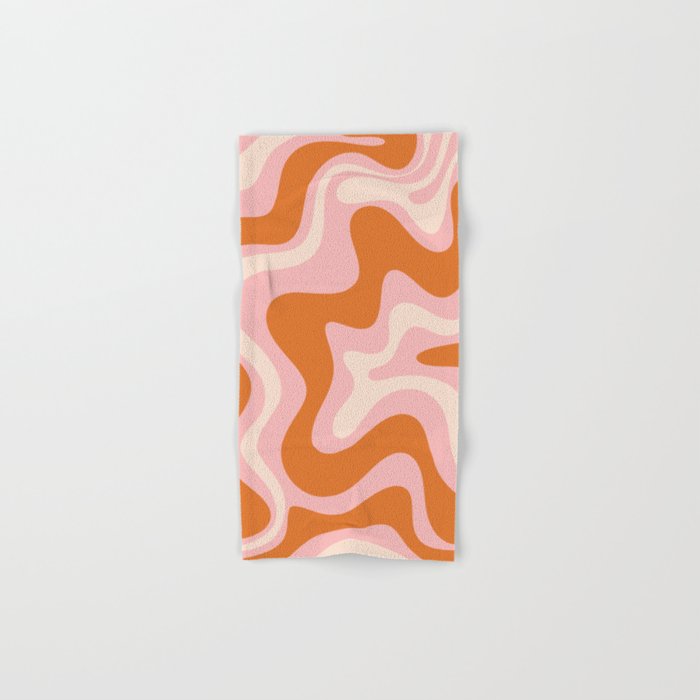 Liquid Swirl Retro Abstract Pattern in Pink Orange Cream Bath Towel Gallery Image 1
