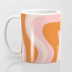 Liquid Swirl Retro Abstract Pattern in Pink Orange Cream Coffee Mug Gallery Image 3