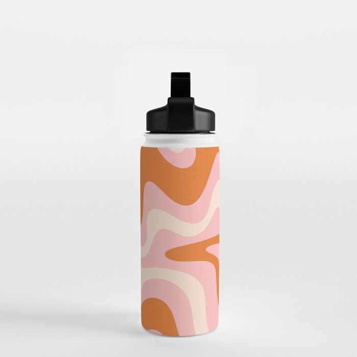 Liquid Swirl Retro Abstract Pattern in Pink Orange Cream Water Bottle Gallery Image 2