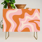 Liquid Swirl Retro Abstract Pattern in Pink Orange Cream Credenza Gallery Image 1