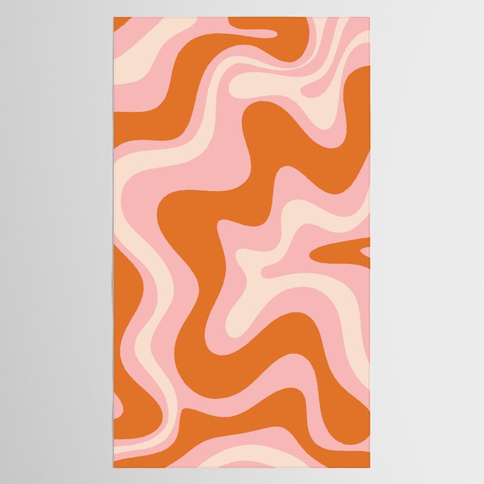 Liquid Swirl Retro Abstract Pattern in Pink Orange Cream Tablecloth Gallery Image 2