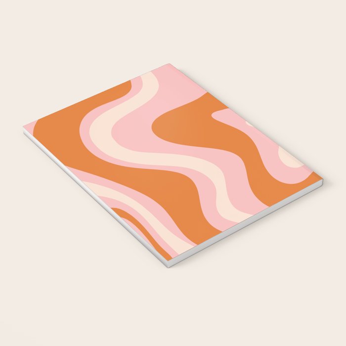 Liquid Swirl Retro Abstract Pattern in Pink Orange Cream Notebook Gallery Image 3