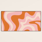 Liquid Swirl Retro Abstract Pattern in Pink Orange Cream Desk Mat Gallery Image 3