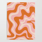 Liquid Swirl Retro Abstract Pattern in Pink Orange Cream Poster Gallery Image 4