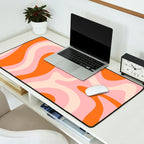 Liquid Swirl Retro Abstract Pattern in Pink Orange Cream Desk Mat Gallery Image 2