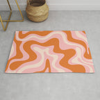 Liquid Swirl Retro Abstract Pattern in Pink Orange Cream Rug Gallery Image 1