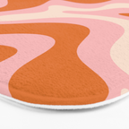 Liquid Swirl Retro Abstract Pattern in Pink Orange Cream Bath Mat Gallery Image 3