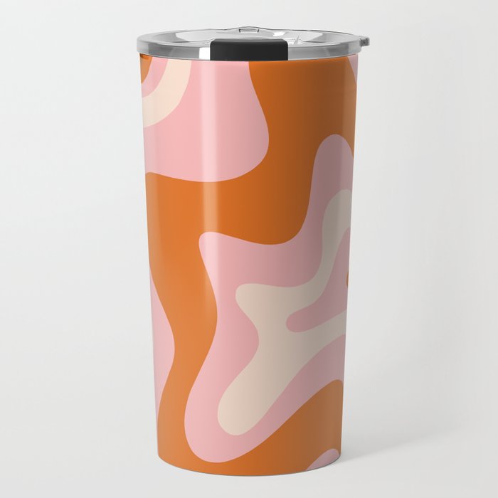 Liquid Swirl Retro Abstract Pattern in Pink Orange Cream Travel Mug Gallery Image 1