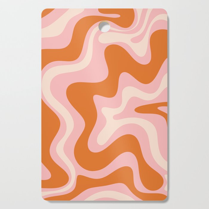 Liquid Swirl Retro Abstract Pattern in Pink Orange Cream Cutting Board Gallery Image 1