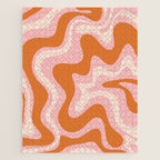 Liquid Swirl Retro Abstract Pattern in Pink Orange Cream Jigsaw Puzzle Gallery Image 1