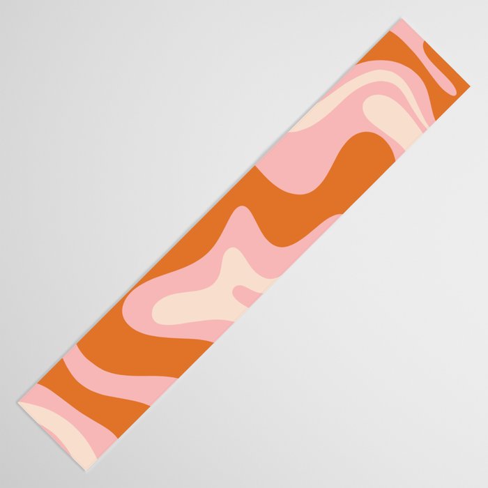 Liquid Swirl Retro Abstract Pattern in Pink Orange Cream Table Runner Gallery Image 3