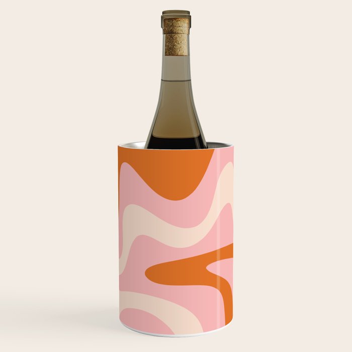 Liquid Swirl Retro Abstract Pattern in Pink Orange Cream Wine Chiller Gallery Image 3