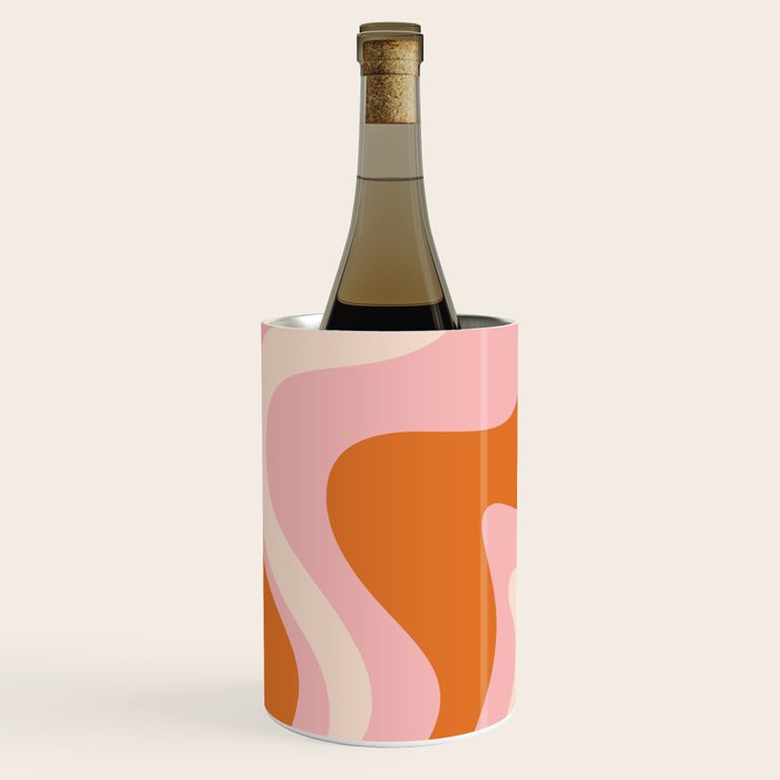 Liquid Swirl Retro Abstract Pattern in Pink Orange Cream Wine Chiller Gallery Image 2