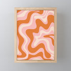 Liquid Swirl Retro Abstract Pattern in Pink Orange Cream Mini Art Print Gallery Image 1