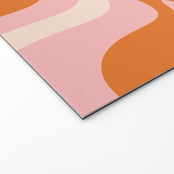 Liquid Swirl Retro Abstract Pattern in Pink Orange Cream Welcome Mat Gallery Image 2