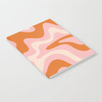 Liquid Swirl Retro Abstract Pattern in Pink Orange Cream Notebook Gallery Image 2