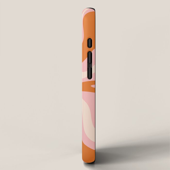 Liquid Swirl Retro Abstract Pattern in Pink Orange Cream iPhone Case Gallery Image 2