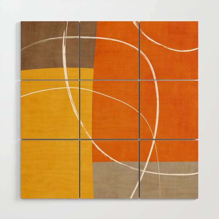 Orange Yellow Brown Artwork Wood Wall Art Gallery Image 1